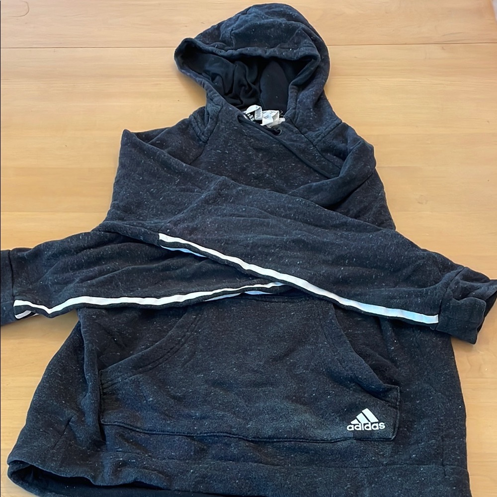 Adidas Dark Gray Hoodie with White Details